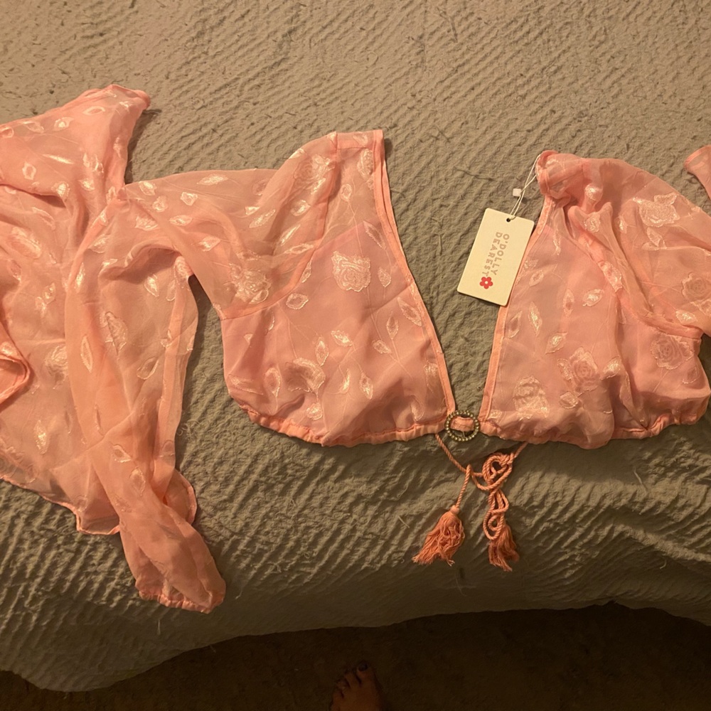 O’Dolly Dearest Pink Lace Back Top